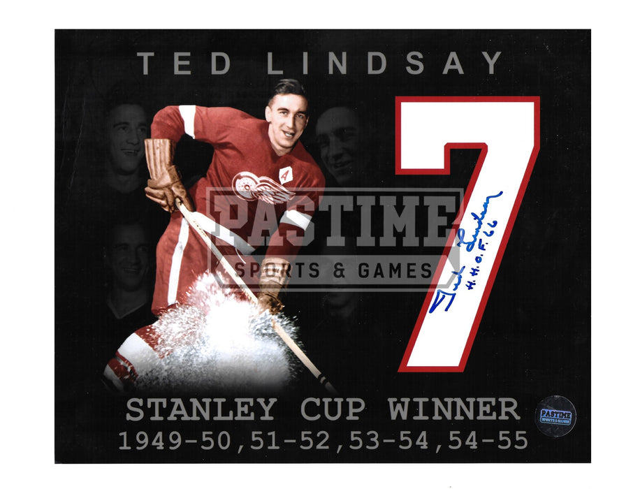 Ted Lindsay Autographed 8X10 Detroit Red Wings Home Jersey (Stanley Cup Winner) - Pastime Sports & Games