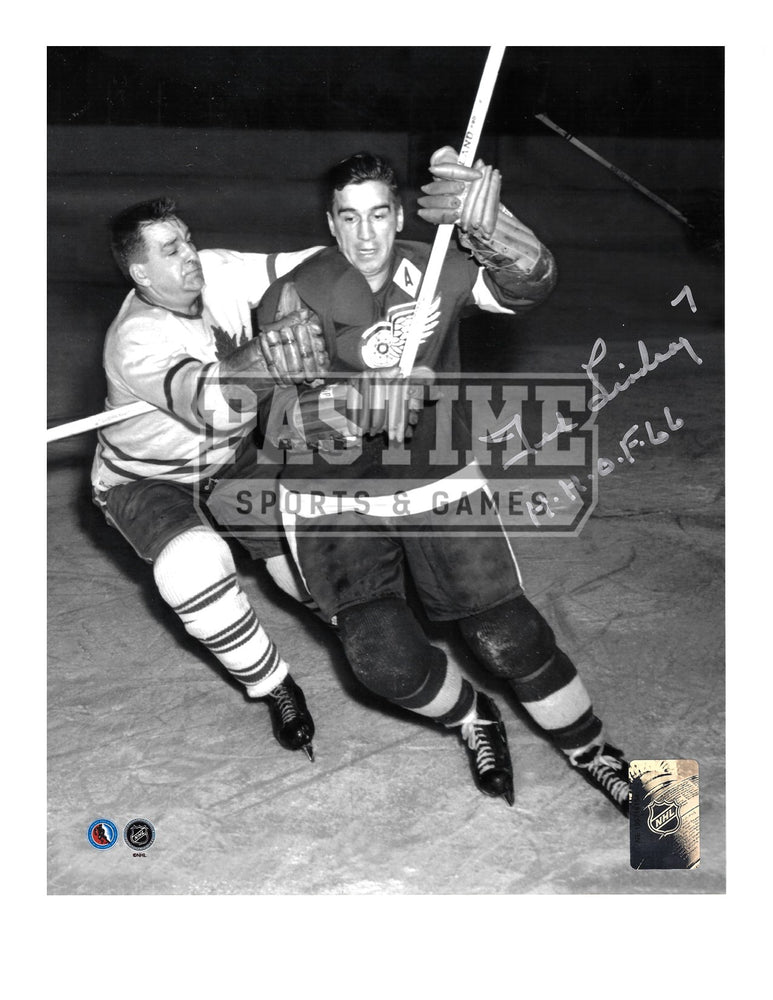 Ted Lindsay Autographed 8X10 Detroit Red Wings Home Jersey (Stick Up) - Pastime Sports & Games
