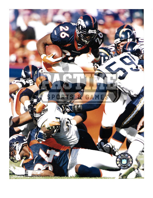 Terrell Davis 8X10 Denver Broncos (Jumping Over Players) - Pastime Sports & Games