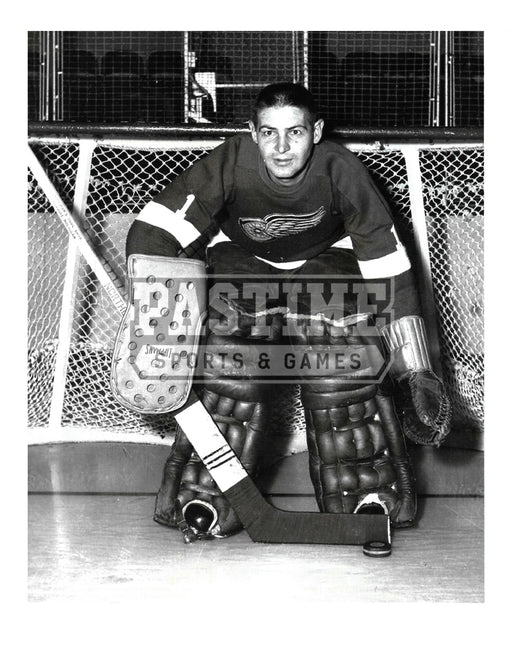 Terry Sawchuk 8X10 Detroit Red Wings Home Jersey (In Position) - Pastime Sports & Games