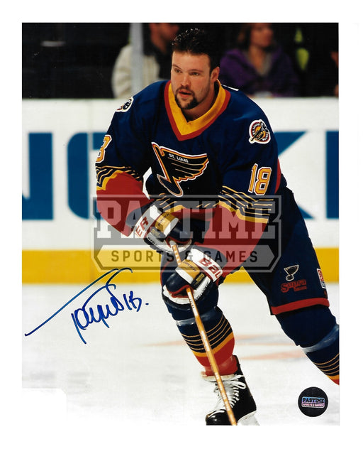 Tony Twist Autographed 8X10 St.Louis Blues Home Jersey (Skating) - Pastime Sports & Games