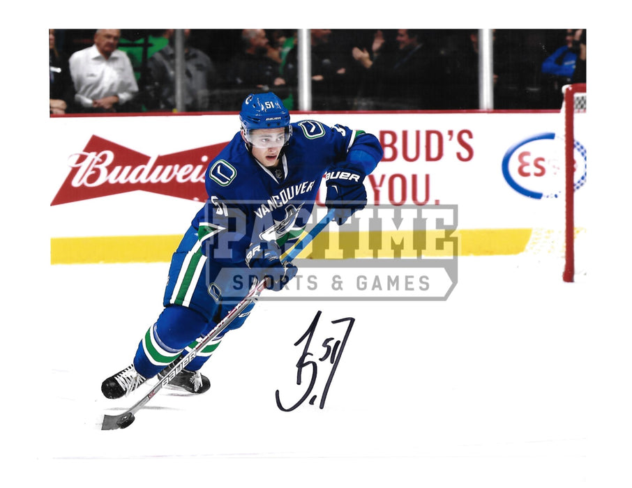 Troy Stecher Autographed 8X10 Vancouver Canucks Home Jersey (Skating) - Pastime Sports & Games