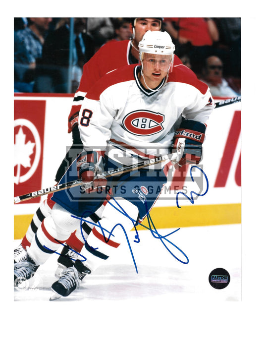 Val Bure Autographed 8X10 Montreal Canadians Away Jersey (Skating Player Behind) - Pastime Sports & Games