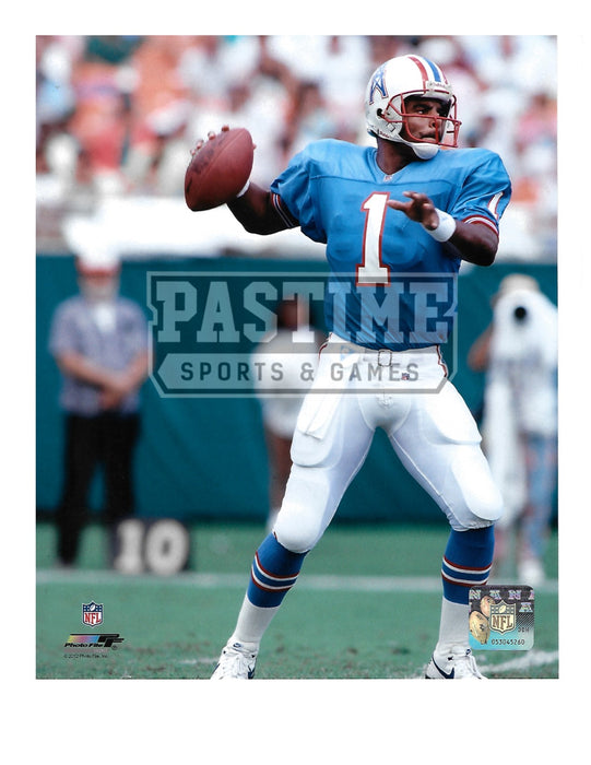 Warren Moon 8X10 Tennesse Titans Home Jersey (Ready Pass) - Pastime Sports & Games