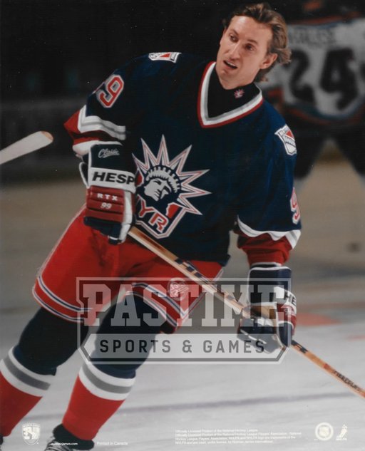 Wayne Gretzky 8X10 Rangers Home Jersey Hockey (Skating With No Helmet) - Pastime Sports & Games