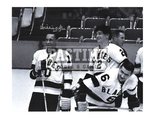 WIllie O'Ree Autographed 8X10 LA Blades Away Jersey (Big Smiles) - Pastime Sports & Games