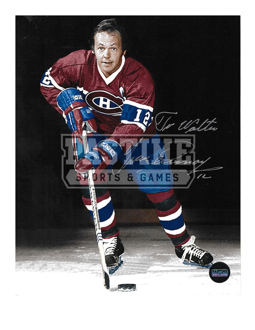Yvan Cournoyer Autographed 8X10 Montreal Canadians Home Jersey (Skating With Puck) - Pastime Sports & Games