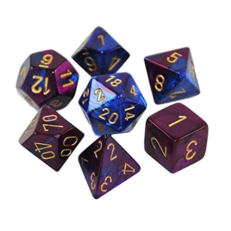 Chessex 7pc RPG Dice Set Blue & Purple/Gold CHX26428 - Pastime Sports & Games
