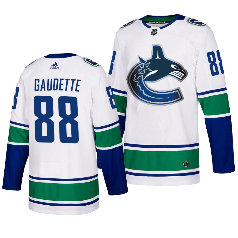 2017/18 Vancouver Canucks Adam Gaudette Adidas Away White Jersey - Pastime Sports & Games