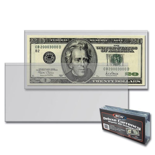 BCW Deluxe Currency Regular Bill Holders 6 3/8" x 2 7/8" - Pastime Sports & Games