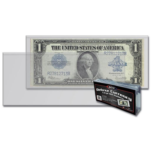 BCW Semi-Rigid Large Currency 7 7/16" x 3 1/8" Holders - Pastime Sports & Games
