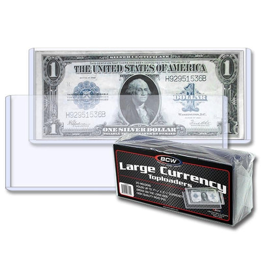 BCW Large Currency Top load Toploader 7 9/16" x 3 3/8" - Pastime Sports & Games