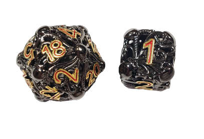 7pc RPG Hollow Metal Dice Set - Cthulhu's Grip Black/Red - Pastime Sports & Games