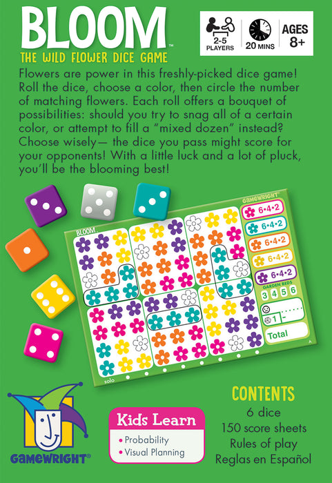 Bloom The Wild Flower Dice Game - Pastime Sports & Games