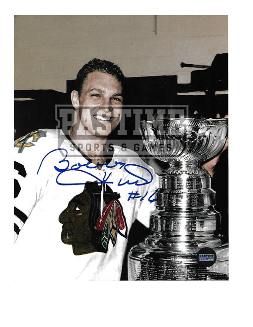 Bobby Hull Autographed 8X10 Chicago Blackhawks Away Jersey (With Stanley Cup) - Pastime Sports & Games
