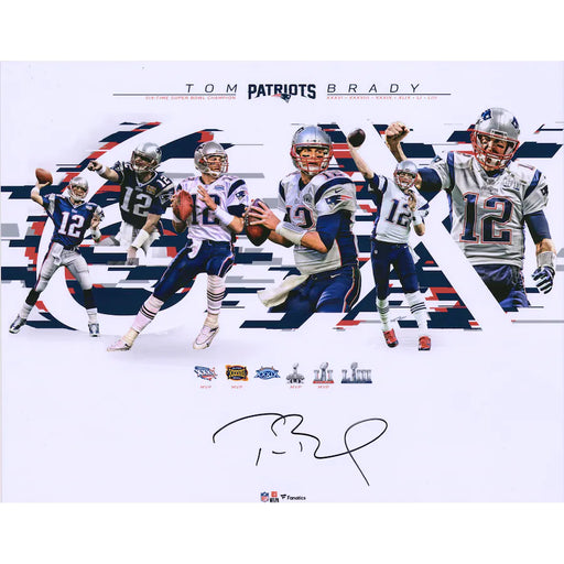 Tom Brady New England Patriots Fanatics Authentic Autographed 16" x 20" 6-Time Super Bowl Champion Photograph - Pastime Sports & Games