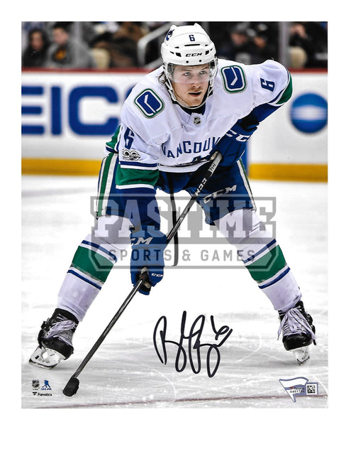 Brock Boeser Autographed 8X10 Vancouver Canucks Away Jersey (Ready Position) - Pastime Sports & Games