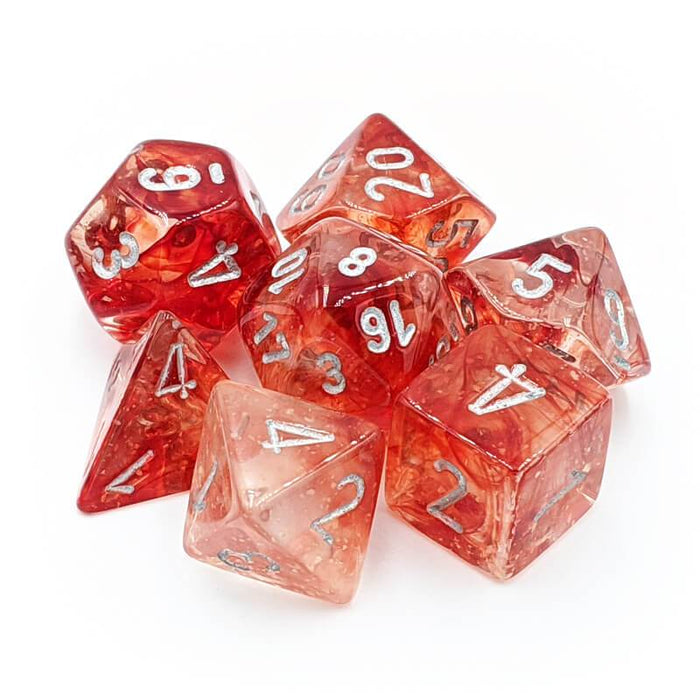 Chessex 7pc RPG Dice Set Nebula Red/Silver CHX27554 - Pastime Sports & Games