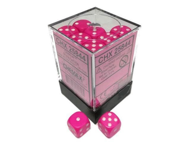 Chessex Opaque Pink/White Dice - Pastime Sports & Games