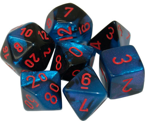 Chessex 7pc RPG Dice Set Gemini Black Starlight/Red CHX26458 - Pastime Sports & Games