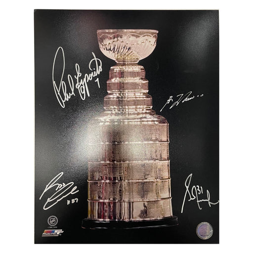 Phil Esposito, Guy Lafleur, Grant Fuhr, & Reggie Leach Autographed 11X14 Photo (Stanley Cup) - Pastime Sports & Games
