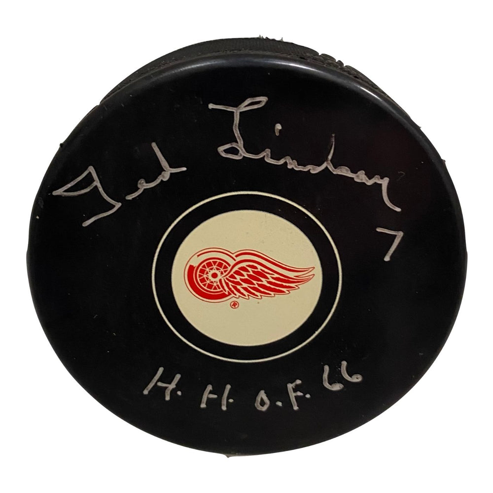 Ted Lindsay Autographed Hockey Puck - Pastime Sports & Games