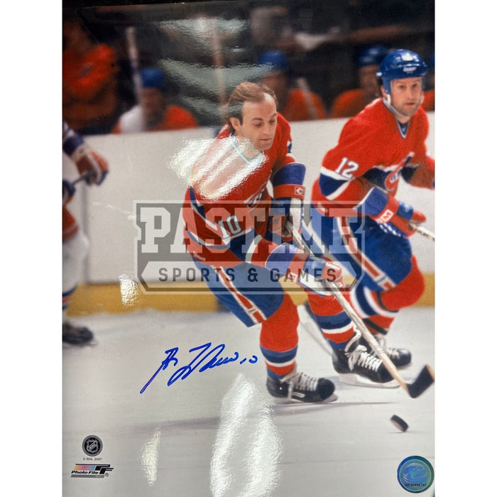 Guy Lafleur Autographed 11X14 Montreal Canadiens (Skating No Helmet) - Pastime Sports & Games