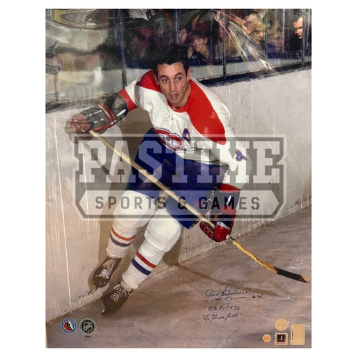 Jean Beliveau Autographed Hockey 16X20 Montreal Candiens Away Jersey - Pastime Sports & Games