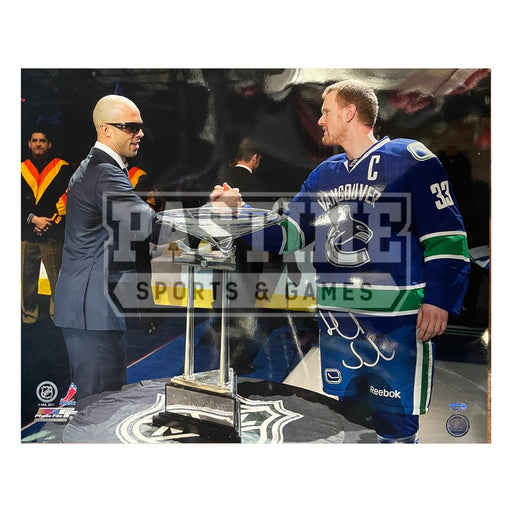 Henrik Sedin Autographed 16X20 Vancouver Canucks (Shaking Hands) - Pastime Sports & Games