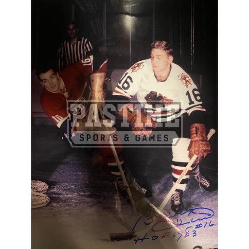 Bobby Hull Autographed 11X14 Chicago Blackhawks (Racing For The Puck) - Pastime Sports & Games
