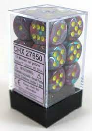 Chessex 12pc D6 Dice Set Festive Mosaic/Yellow CHX27650 - Pastime Sports & Games