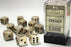 Chessex 12pc D6 Dice Set Marble Ivory/Black CHX27602 - Pastime Sports & Games