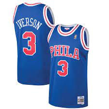 1996-97 Philadelphia 76ers Allen Iverson Mitchell & Ness Blue Basketball Jersey - Pastime Sports & Games