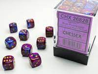 Chessex 36 D6 Dice Set Gemini Blue-Purple/Gold CHX26828 - Pastime Sports & Games