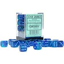 Chessex 36 D6 Dice Set Gemini Blue-Blue/Light Blue CHX26863 - Pastime Sports & Games