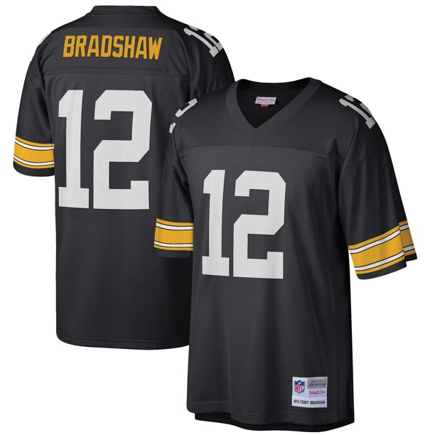 Pittsburgh Steelers Terry Bradshaw 1976 Mitchell & Ness Black Football Jersey - Pastime Sports & Games