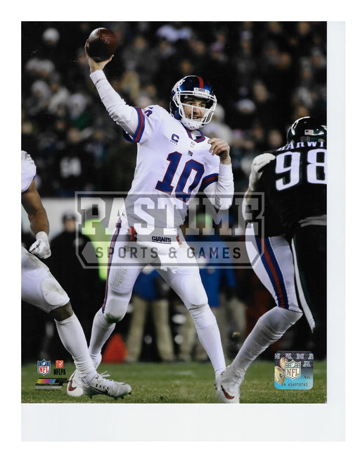 Eli Manning 8X10 New York Giants Away Jersey (Throwing Ball) - Pastime Sports & Games