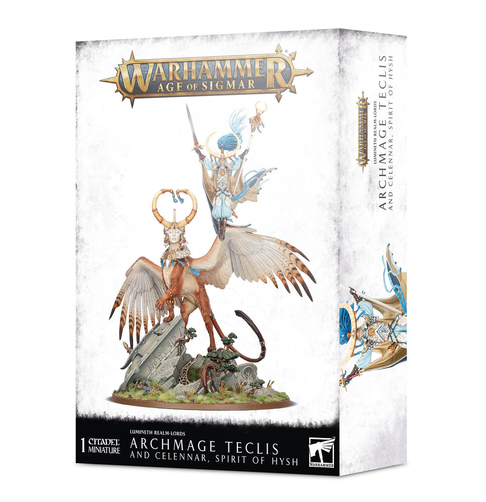 Warhammer Age of Sigmar Lumineth Realm-Lords Archmage Teclis and Celennar, Spirit of Hysh (87-53) - Pastime Sports & Games
