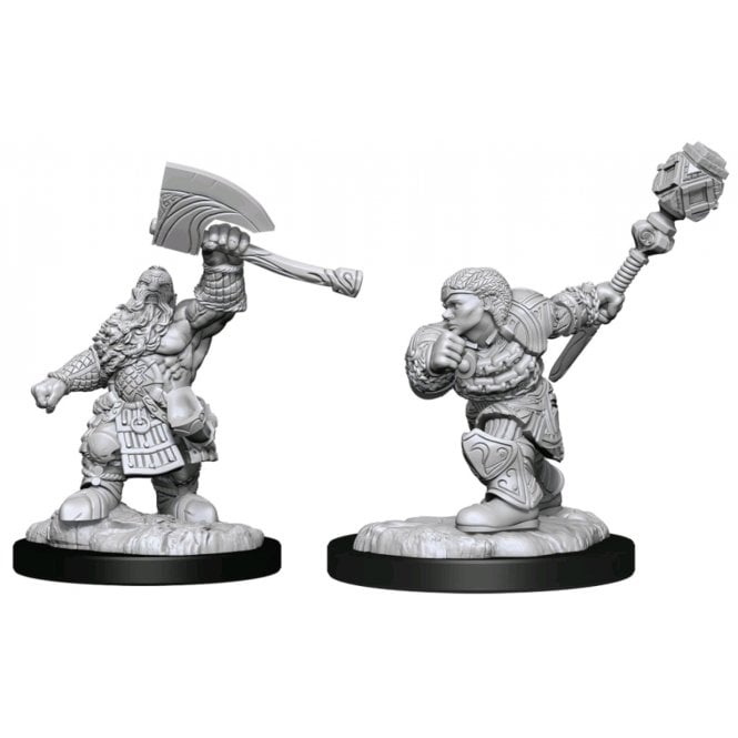Wizkids Magic the Gathering Unpainted Minis Dwarf Fighter & Dwarf Cleric - Pastime Sports & Games