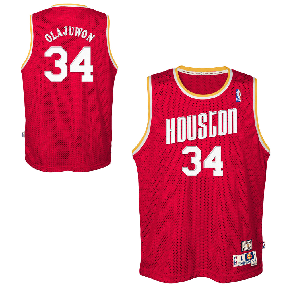 Hakim Olajuwon Houston Rockets Basketball Jersey (Red M&N) - Pastime Sports & Games