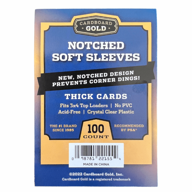 Copy of Cardboard Gold Notched Soft Sleeves - Pastime Sports & Games