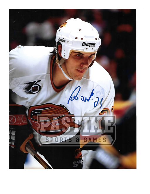 Gino Odjick Autographed 8X10 Vancouver Canucks Away 94 Skate Jersey (Close Up) - Pastime Sports & Games
