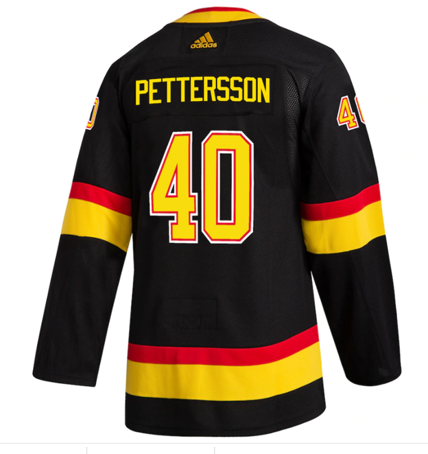 2019/20 Vancouver Canucks Elias Pettersson Skate Hockey Jersey (Black Adidas) - Pastime Sports & Games