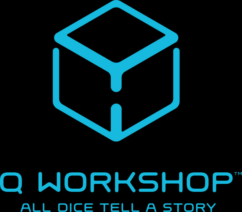 Q-Workshop Classic 7pc RPG Dice Set White & Black - Pastime Sports & Games