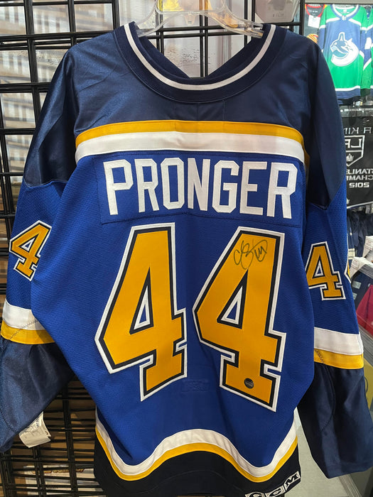 Chris Pronger Autographed St Louis Blues Hockey Jersey (Blue CCM) - Pastime Sports & Games