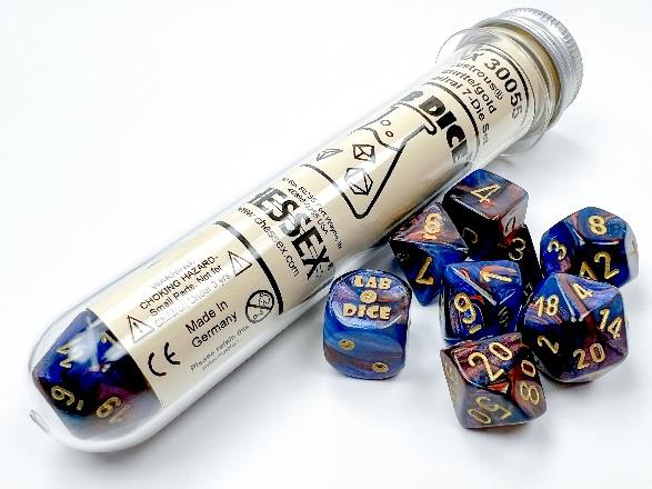 Lustrous 7-Die Set Azurite/Gold With Bonus Dice - Pastime Sports & Games