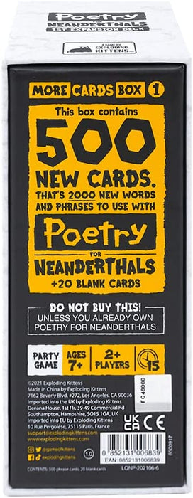 Poetry For Neanderthals More Cards Box 1 - Pastime Sports & Games