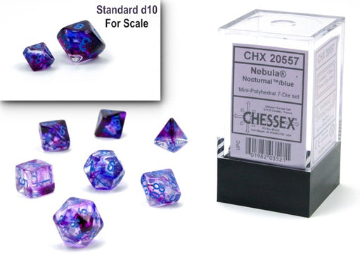 Chessex Mini 7pc RPG Dice Set Nebula Nocturnal/Blue (CHX20557) - Pastime Sports & Games