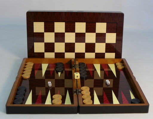 Bacgammon 15" Woodgrain Decoupage W/ Chess Back - Pastime Sports & Games