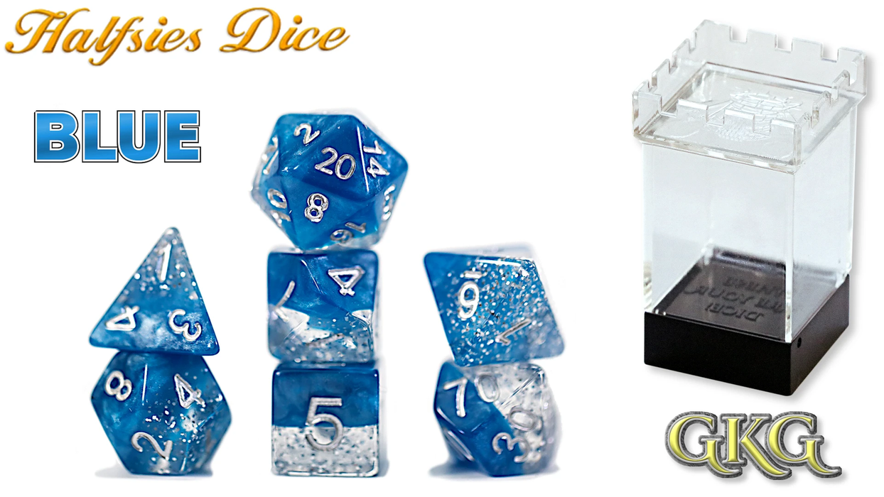 Gate Keeper Games Halfsies Dice Glitter Blue Edition - Pastime Sports & Games